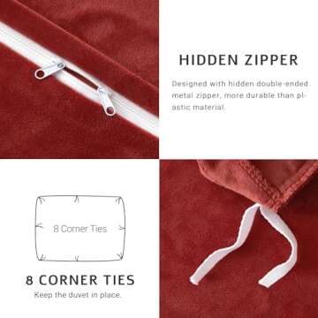 SE SOFTEXLY Velvet Red Duvet Cover King Size, Soft Flannel Duvet Cover with Zipper Solid Breathable Silky Velour Comforter Cover, Cozy Winter Duvet Cover Set with 2 Pillowcases, 90" x 104"