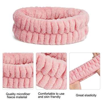 mifengda 12 Pieces Spa Facial Headband and Wrist Washband Set, Women Makeup Headband, Girls Washing Face Headband, Soft Microfiber, Pink, White, Blue, Grey