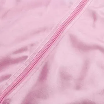 ZIFUNMUR 1950s Pink Satin Jacket with Neck Scarf