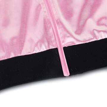 ZIFUNMUR 1950s Pink Satin Jacket with Neck Scarf