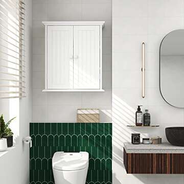ChooChoo Bathroom Wall Cabinet, Over The Toilet Space Saver Storage Cabinet, Medicine Cabinet with 2...