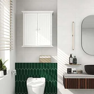 ChooChoo Bathroom Wall Cabinet, Over The Toilet Space Saver Storage Cabinet, Medicine Cabinet with 2...