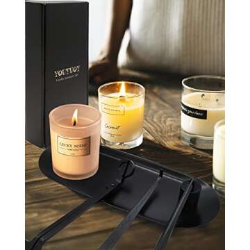 YOUTUOY 4 in1 Candle Accessory Set with Storage Tray Plate, Candle Wick Trimmer, Candle Wick Snuffer...