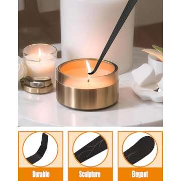 YOUTUOY 4 in1 Candle Accessory Set with Storage Tray Plate, Candle Wick Trimmer, Candle Wick Snuffer, Candle Wick Dipper, Great for Scented Candles Lovers (Matte Black)