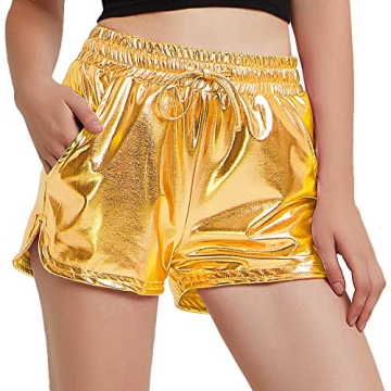 Perfashion Women's Gold Metallic Shorts with Matching Glasses