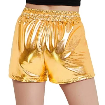 Perfashion Women's Gold Metallic Shorts with Matching Glasses