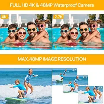 Underwater Cameras, 4K Waterproof Digital Camera 48 MP Autofocus Function Selfie Dual Screens with 16X Digital Zoom Compact Portable 11FT Underwater Camera for Snorkeling, 2 Battery(Black)