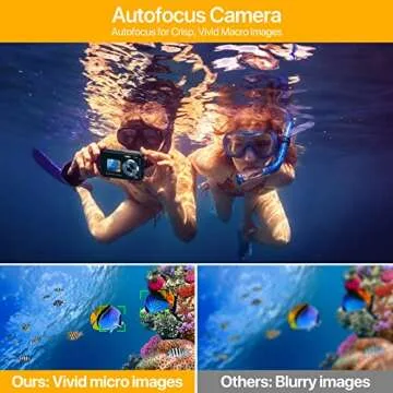 Underwater Cameras, 4K Waterproof Digital Camera 48 MP Autofocus Function Selfie Dual Screens with 16X Digital Zoom Compact Portable 11FT Underwater Camera for Snorkeling, 2 Battery(Black)