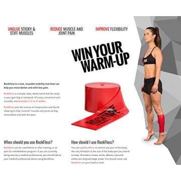 Rocktape RockFloss 4" Compression Muscle Recovery Tack Mobility Band, Flossing for Muscle Soreness, ...