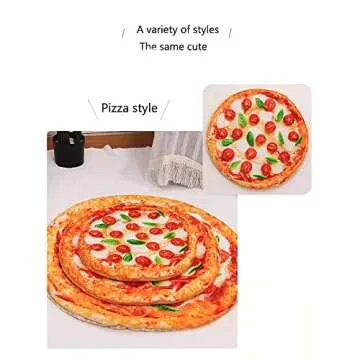 FLD Pizza Pattern Pet Cat 20.8" Round Bed Mats and 15.7" Blanket 2 pcs Set Creative Pets Supplies (pisha1)