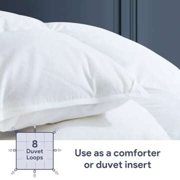 Maple&Stone Feather Down Comforter Queen Size All Season White Down Duvet Insert Ultra Soft 100% Cotton Cover Fluffy Queen Comforter 90 x 90 Inches
