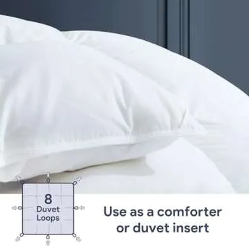 Maple&Stone Feather Down Comforter Queen Size All Season White Down Duvet Insert Ultra Soft 100% Cotton Cover Fluffy Queen Comforter 90 x 90 Inches