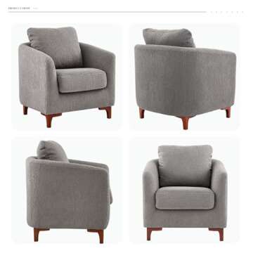 COLAMY Sherpa Accent Chair with Storage Ottoman Set, Upholstered Barrel Arm Chair with Footrest, Modern Living Room Chair with Back Pillow, Grey