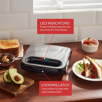 Elite Gourmet Grilled Cheese Sandwich Maker - Easy Snacks