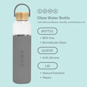 Full Circle Home 25 oz. Glass Water Bottle - Gray - DTC