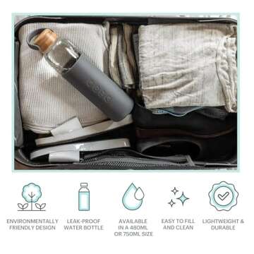 Full Circle Home 25 oz. Glass Water Bottle - Gray - DTC