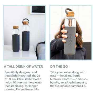 Full Circle Home 25 oz. Glass Water Bottle - Gray - DTC