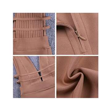 UONBOX Sleeveless Deep Plunge V Neck Bandage Dress XL