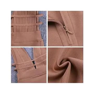 UONBOX Sleeveless Deep Plunge V Neck Bandage Dress XL