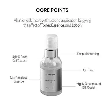 Silk Water Essence | THE SILK CRYSTAL | Multi-Functional Essence, Non-Greasy Facial Lotion, Toner, and Essence with Deep Moisturizing, Premium Korean Skincare, (3.38 FL.OZ)