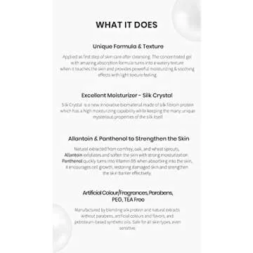 Silk Water Essence | THE SILK CRYSTAL | Multi-Functional Essence, Non-Greasy Facial Lotion, Toner, and Essence with Deep Moisturizing, Premium Korean Skincare, (3.38 FL.OZ)