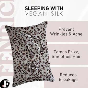 Fenrici Luxury Satin Pillowcase Gift Set – Includes Eye Mask & Scrunchie, Pure Vegan Silk for Hair & Skin Care, Beauty Sleep Aid for Women, Brown Leopard, Standard Size, Easter Gift for Her!