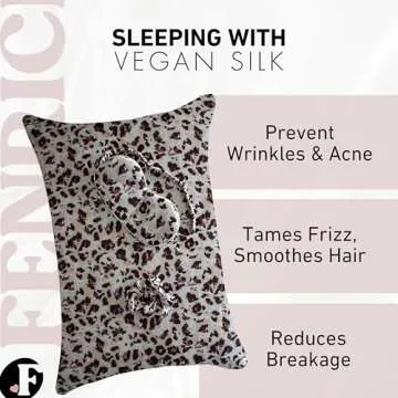 Fenrici Luxury Satin Pillowcase Gift Set – Includes Eye Mask & Scrunchie, Pure Vegan Silk for Hair & Skin Care, Beauty Sleep Aid for Women, Brown Leopard, Standard Size, Easter Gift for Her!