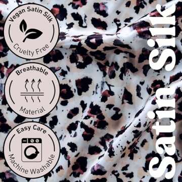 Fenrici Luxury Satin Pillowcase Gift Set – Includes Eye Mask & Scrunchie, Pure Vegan Silk for Hair & Skin Care, Beauty Sleep Aid for Women, Brown Leopard, Standard Size, Easter Gift for Her!