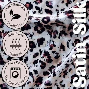 Fenrici Luxury Satin Pillowcase Gift Set – Includes Eye Mask & Scrunchie, Pure Vegan Silk for Hair & Skin Care, Beauty Sleep Aid for Women, Brown Leopard, Standard Size, Easter Gift for Her!