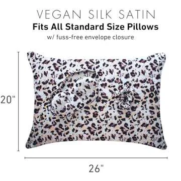 Fenrici Luxury Satin Pillowcase Gift Set – Includes Eye Mask & Scrunchie, Pure Vegan Silk for Hair & Skin Care, Beauty Sleep Aid for Women, Brown Leopard, Standard Size, Easter Gift for Her!
