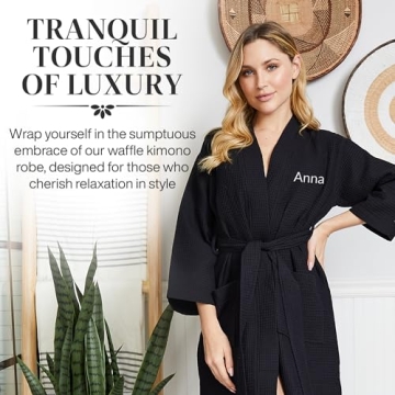 Lotus Linen Lightweight Waffle Robe for Women - Spa Luxury