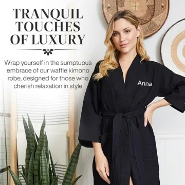 Lotus Linen Lightweight Waffle Robe for Women - Spa Luxury
