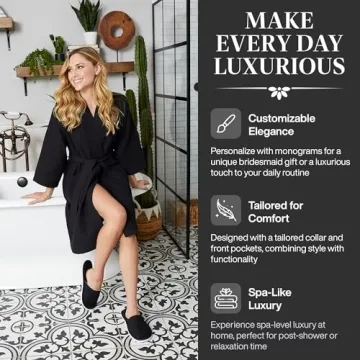 Lotus Linen Lightweight Waffle Robe for Women - Spa Luxury