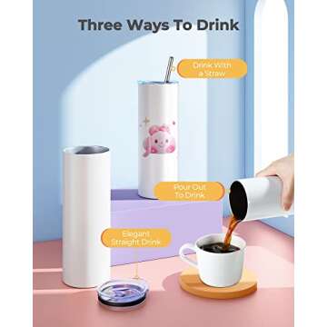 Hiipoo 20oz Skinny Sublimation Tumblers Set with Lids