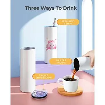 Hiipoo 20oz Skinny Sublimation Tumblers Set with Lids