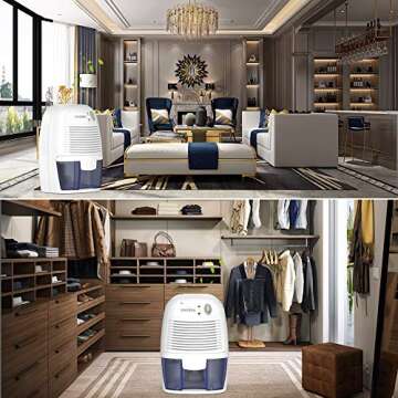 VAVSEA Small Electric Dehumidifier, 1200 Cubic Feet (215 sq ft) Portable Mini Dehumidifier Quiet Use for High Humidity in Home, Bathroom, Bedroom, Kitchen, Basements, Wardrobe Closet, Office, RV…