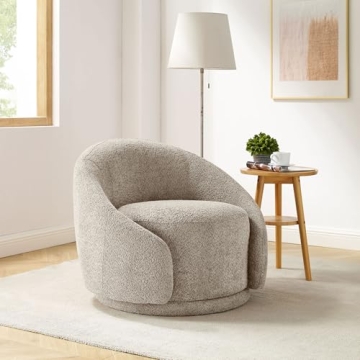 VANOMi Swivel Barrel Chair - Upholstered Modern Round Accent Armchair, 360° Swivel for Living Room ...