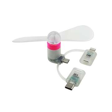 candywirez 3-in-1 Portable Mobile Fan for Other for Apple iOS devices, Android devices, Windows devices - Neon Pink