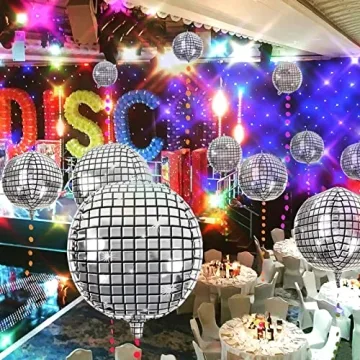 20Pcs Disco Ball Balloons - Assorted Sizes for Parties