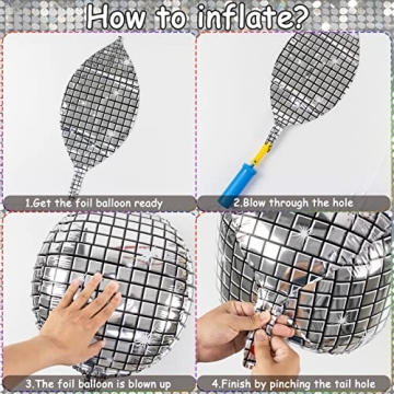 20Pcs Disco Ball Balloons - Assorted Sizes for Parties