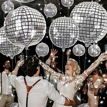 20Pcs Disco Ball Balloons - Assorted Sizes for Parties