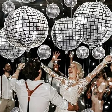 20Pcs Disco Ball Balloons - Assorted Sizes for Parties