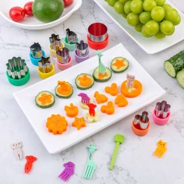 Fruit Cutters Shapes for Kids 22 Pcs, Mini Cookie Cutters Set, Vegetable Cutter with Food Picks