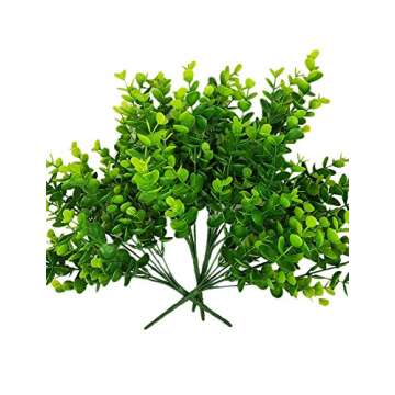 Lifelike Artificial Flowers Greenery Decor Fake Outdoor Plants Faux Eucalyptus Stems UV Resistant In...