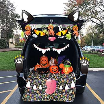 COVTOY Trunk or Treat Car Decorations Kit, Halloween SUV & Truck Stickers, Black Cat Double Side Stickers