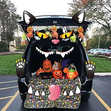 COVTOY Trunk or Treat Car Decorations Kit, Halloween SUV & Truck Stickers, Black Cat Double Side Stickers