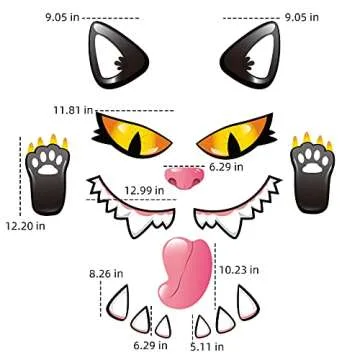 COVTOY Trunk or Treat Car Decorations Kit, Halloween SUV & Truck Stickers, Black Cat Double Side Stickers