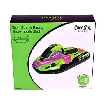 CocoNut Outdoor- 50” Inflatable Snowmobile Sled- Team Xtreme Racing Heavy Duty Snow Sled with Sturdy Handles for Kids, Teens and Adults-Cold Resistant Toboggan -Lightweight Tube for Boys and Girls