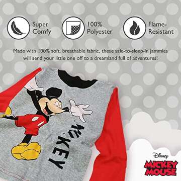 Disney Boys' Mickey Mouse 6-Piece Snug-Fit Cotton Pajamas Set, OH MICKEY, 18M