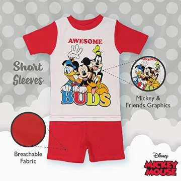 Disney Boys' Mickey Mouse 6-Piece Snug-Fit Cotton Pajamas Set, OH MICKEY, 18M
